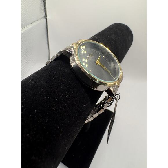 Jones New York Watch Black Dial Two-Tone Bracelet Nwt Style 9775S Silver